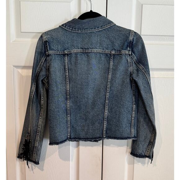 New Levi's Denim Jacket - Women's Raw Hem Lace Up Sleeves- Small - Picture 5 of 8